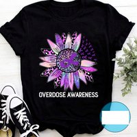 Overdose Awareness Wear Purple Leopard Sunflower Shirt, Overdose Ribbon — T-shirts pour hommes