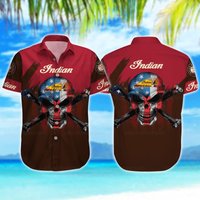 Skull Button Hawaiian Shirt - Motorcycle Style