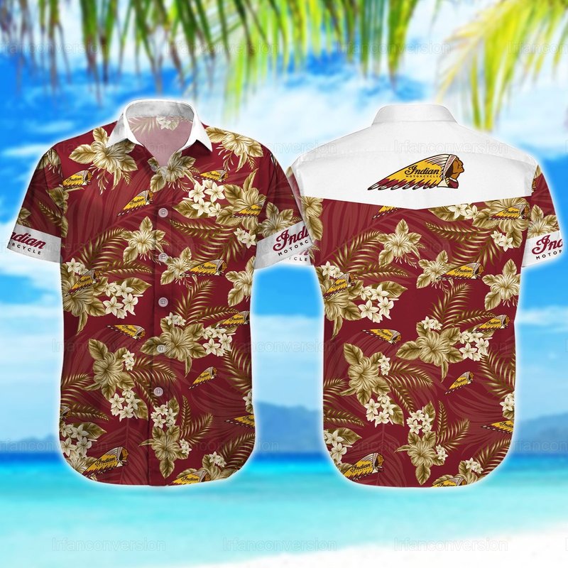 Motorcycle Hawaiian Shirt, Indian Hawaii Shirt, Button Down Hawaiian Shirt — Chemises décontractées pour hommes