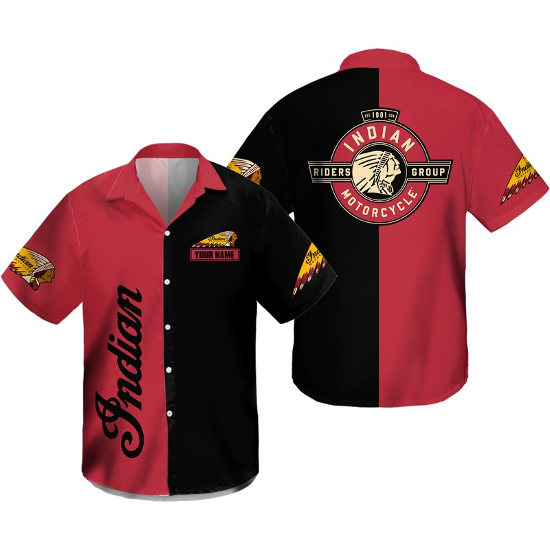 Motorcycle Button Shirt, Indian Button Shirt, Motorcycle Hawaiian Shirt — Chemises décontractées pour hommes
