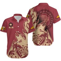 Motorcycle Button Shirt, Indian Button Hawaiian Shirt — Chemises décontractées pour hommes