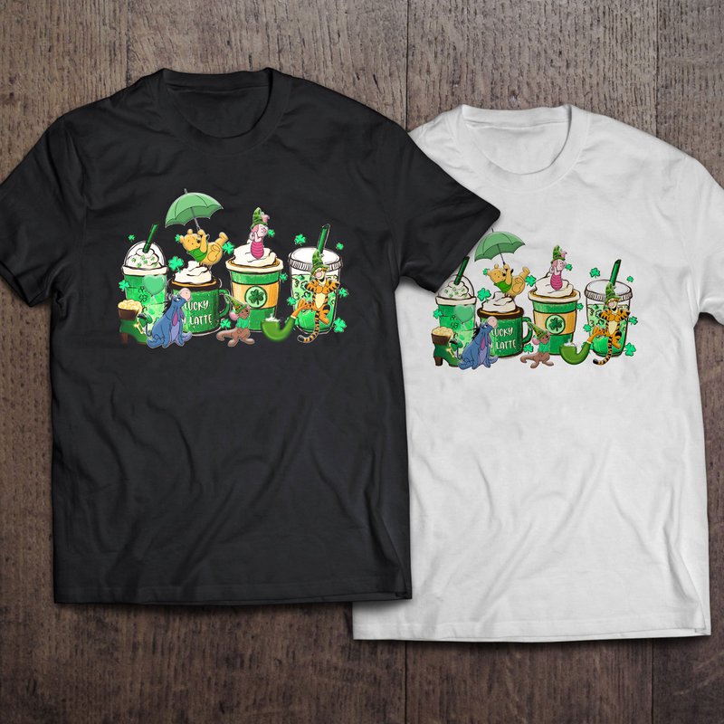 Cute Pooh St Patrick's Day 2023 Lucky Coffee Shirts