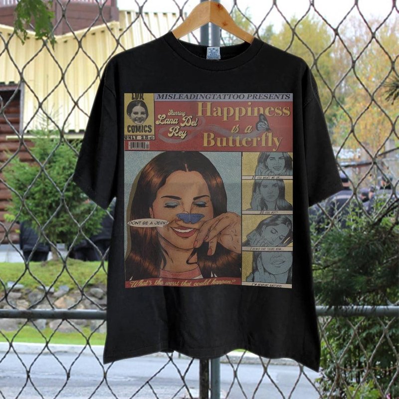 Lana Del Rey Singer Happiness Is A Butterfly Vintage Comic Art T-shirt