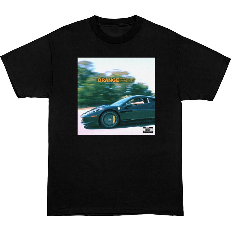 Larry June Orange Print Shirt, Hip Hop Graphic Tee — T-shirts pour hommes