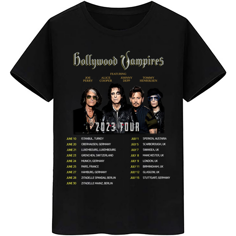 Hollywood Vampires 2023 Tour T-shirt Birthday Black — Mens T Shirts