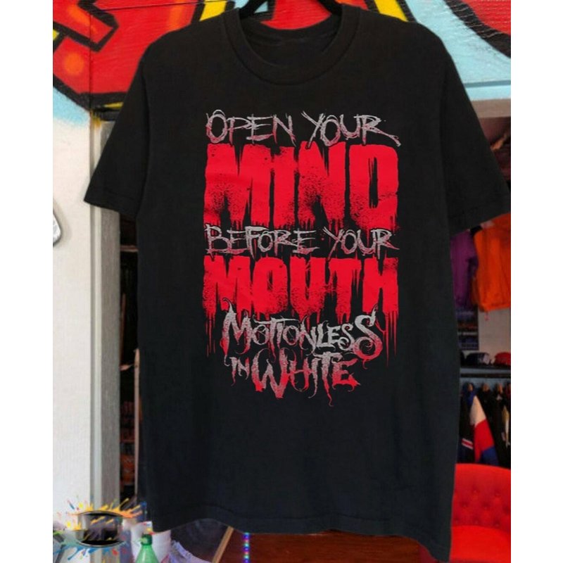 Motionless In White Open Your Mind Before Your Mouth Unisex T-shirt — T-shirts pour hommes
