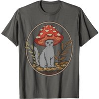 Cottagecore Cats Aesthetic Cat Mushroom Hat Kawaii T-shirt
