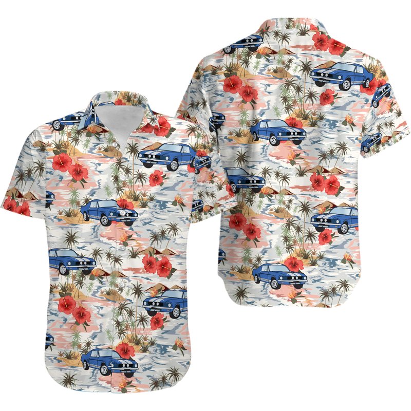 F.o.r.d Mustang Hawaiian Beach No.1 Hawaiian Shirt, Performance Car — Chemises décontractées pour hommes