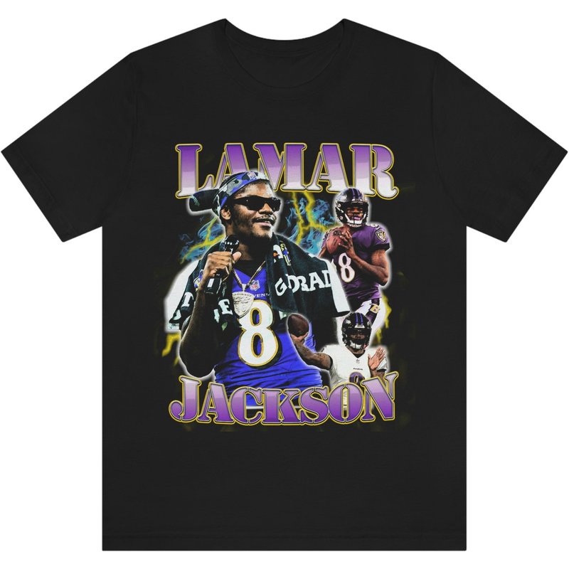 Lamar Jackson 90s Style Vintage Bootleg Tee Graphic T-shirt — T-shirts pour hommes