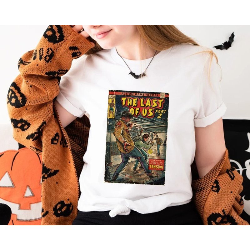 The Last Of Us Graphic T-shirt, Ending Comic Cover Fan Art Poster Vintage Shirt — T-shirts pour hommes