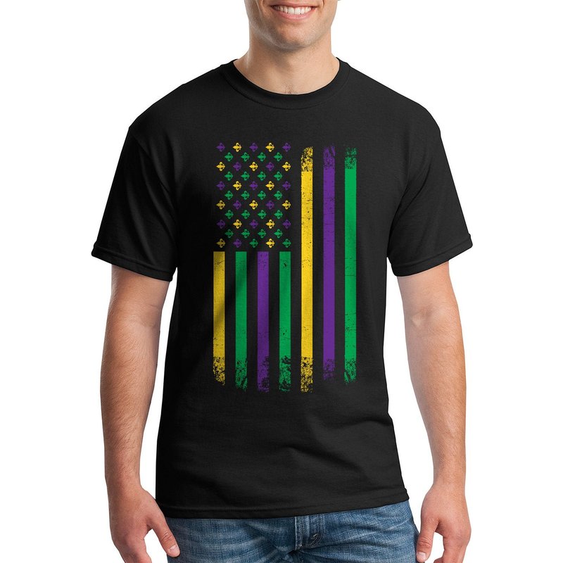 Mardi Gras American Flag - Men's Short Sleeve T-shirt