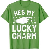 He's My Lucky Charm St Patricks Day Matching Couple Shamrock T-shirt