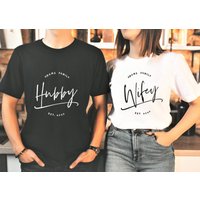 Wifey Hubby Last Name & Est. Year Personalized, Honeymoon Shirts, Couples Shirts