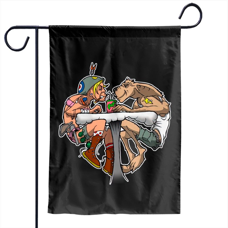 Tank Girl And Booga Heart - Tank Girl - Garden Flags — Drapeaux décoratifs