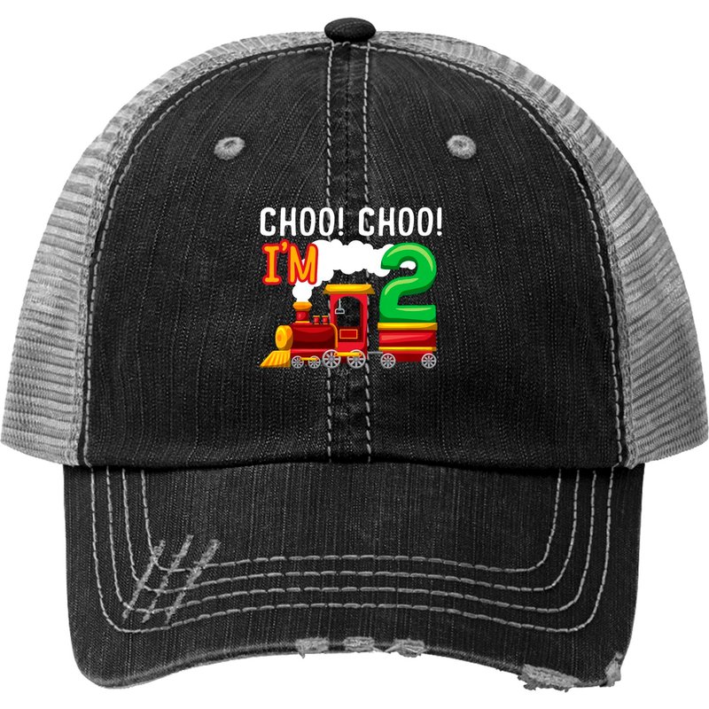 Kids Train Lover 2nd Birthday Party Print Truckers — Casquette de baseball