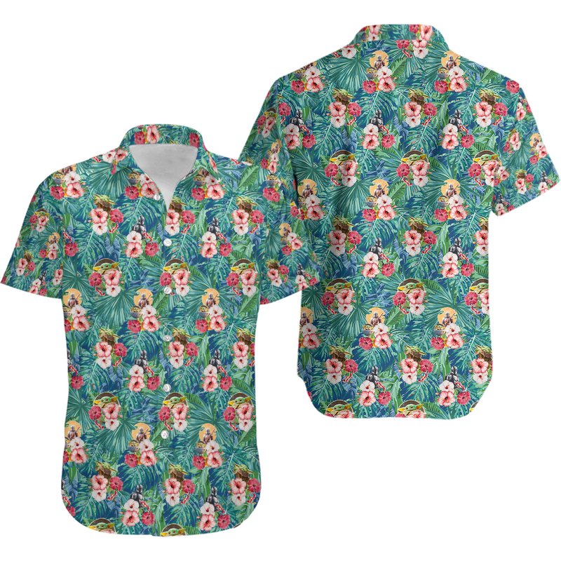 Mando And The Child Hawaiian Shirt — Chemises décontractées pour hommes
