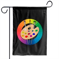 Color Wheel Artist Paint Palette And Brushes - Color Wheel - Garden Flags — Drapeaux décoratifs