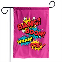 Comic Pow Garden Flags Bang Boom Pow Wham Comic Bubbles — Drapeaux décoratifs