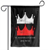 St. Maximilian Kolbe Vision Two Crowns Pure Martyr Garden Flags — Drapeaux décoratifs