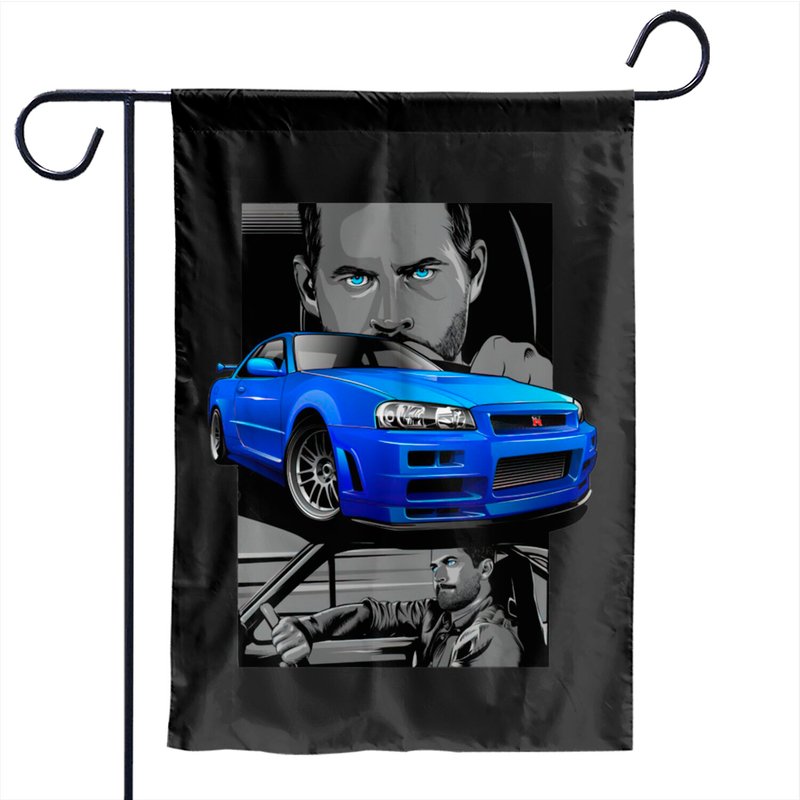 Paul Walker X Gtr-r34 - Paul Walker Gtr R34 - Garden Flags