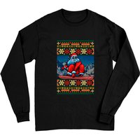 Christmas Santa Claus Snowboarding Ugly Sweater Long Sleeves
