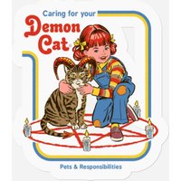 Caring For Your Demon Cat - Cats - Stickers — Stickers & Decals