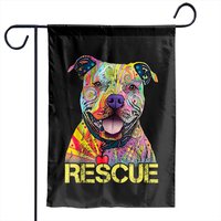 Rescue Dog Colorfull Pitbull Dog Adopt Don't Shop Garden Flags — Decorative Flags