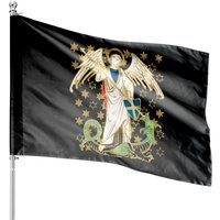 St. Michael The Archangel Icon Dragon Catholic Angel Vintage Pullover House Flags — Decorative Flags