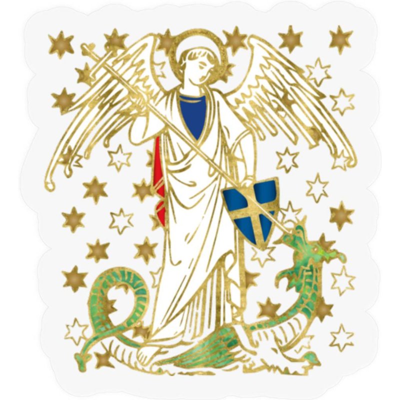 St. Michael The Archangel Icon Dragon Catholic Angel Vintage Pullover Stickers — Autocollants et stickers