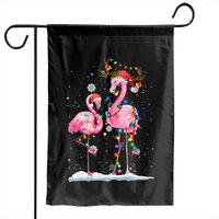 Christmas Flamingo Santa Hat Xmas Lights Flamingo Loves Garden Flags — Decorative Flags