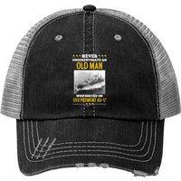 Proud Vintage Military Veteran Gift - Never Underestimate An Old Man Who Served On Uss Piedmont Ad-17 - Never Underestimate An Old Man - Trucker Hats