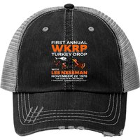 First Anual Wkrp Turkey Drop With Les Ness Print Trucker Hats