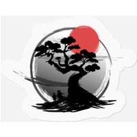 Japanese Sunset Art Nature Japan Bonsai Tree Stickers — Stickers & Decals