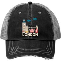 London Souvenir - London - Crewneck Print Trucker Hats — Casquette de baseball