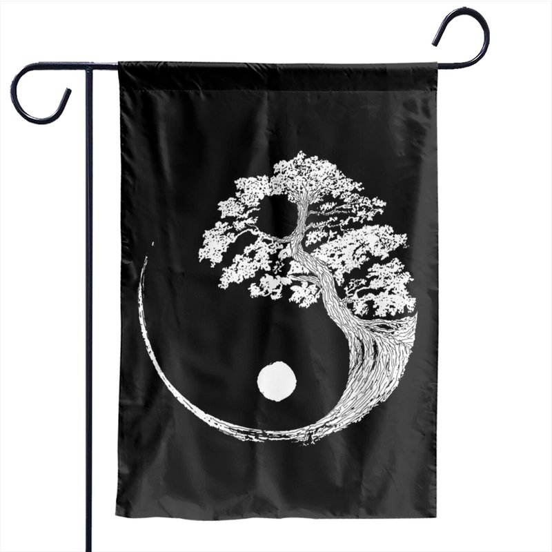 Tao Symbol Garden Flags Yin Yang Bonsai Tree Japanese Buddhist Zen — Drapeaux décoratifs