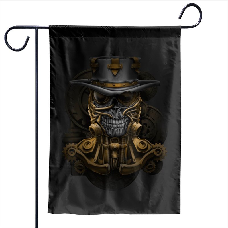 Steampunk Skull - Steampunk - Garden Flags — Drapeaux décoratifs