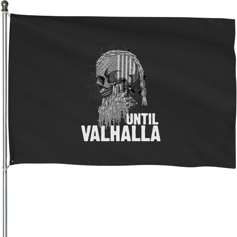 Until Valhalla Viking Us Flag Vintage Til Valhalla House Flags — Drapeaux décoratifs