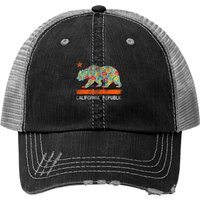 California Republic State Bear Star Poppy Trucker Hats — Casquette de baseball