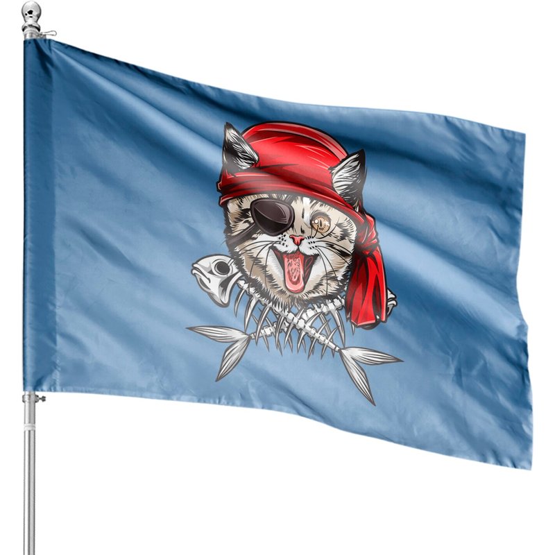 Cat Skull Pirate-house Flags — Drapeaux décoratifs