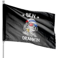 Ben Drankin 4th Of July Benjamin Franklin Men Women Usa Flag House Flags