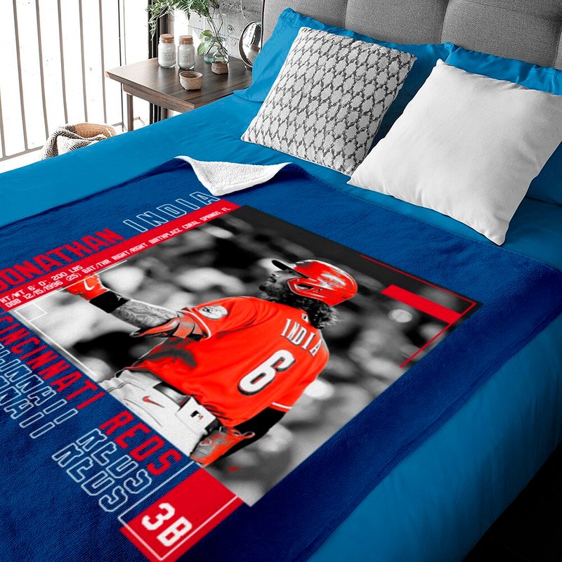 Jonathan India Baseball Edit Tapestries Reds - Jonathan India - Baby Blankets — Couvertures pour bébé