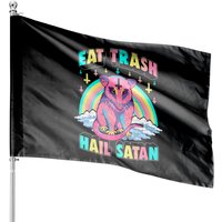 Screaming Possum House Flags Eat Trash Hail Satan Kawaii Pastel Goth Possum — Drapeaux décoratifs