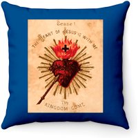 Vintage Sacred Heart Of Jesus Catholic Art Traditional Throw Pillows — Coussins décoratifs