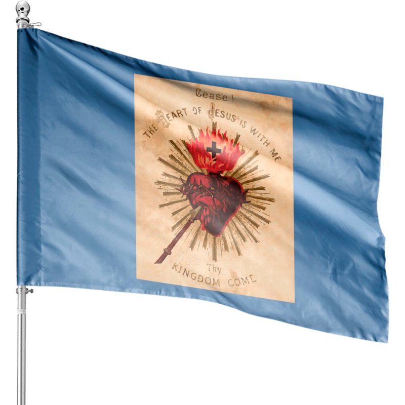 Vintage Sacred Heart Of Jesus Catholic Art Traditional House Flags — Drapeaux décoratifs