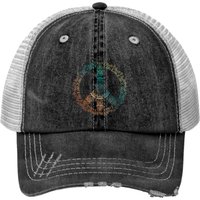 Womens Neutral Boho Yoga Ornate Mandala Peace Sign Hippie Print Trucker Hat — Casquette de baseball