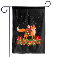 Foxes Lover Xmas Santa Riding Fox Christmas Garden Flags