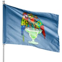 Parrots Drinking Margarita Hawaiian House Flags Vacation Birds House Flags — Decorative Flags