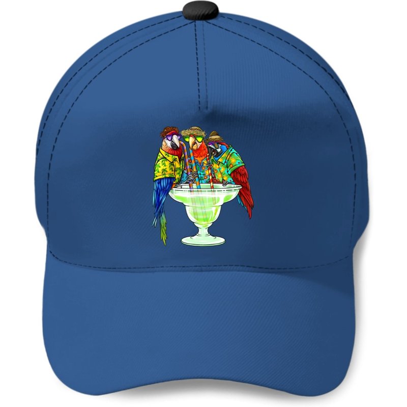Parrots Drinking Margarita Hawaiian Baseball Caps Vacation Birds Baseball Caps — Casquette de baseball
