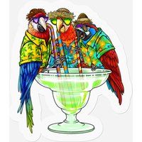 Parrots Drinking Margarita Hawaiian Stickers Vacation Birds Stickers — Autocollants et stickers