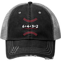 Mens 6+4+3=2 Double Play Baseball Math Game Positions Design - Ball - Print Trucker Hats